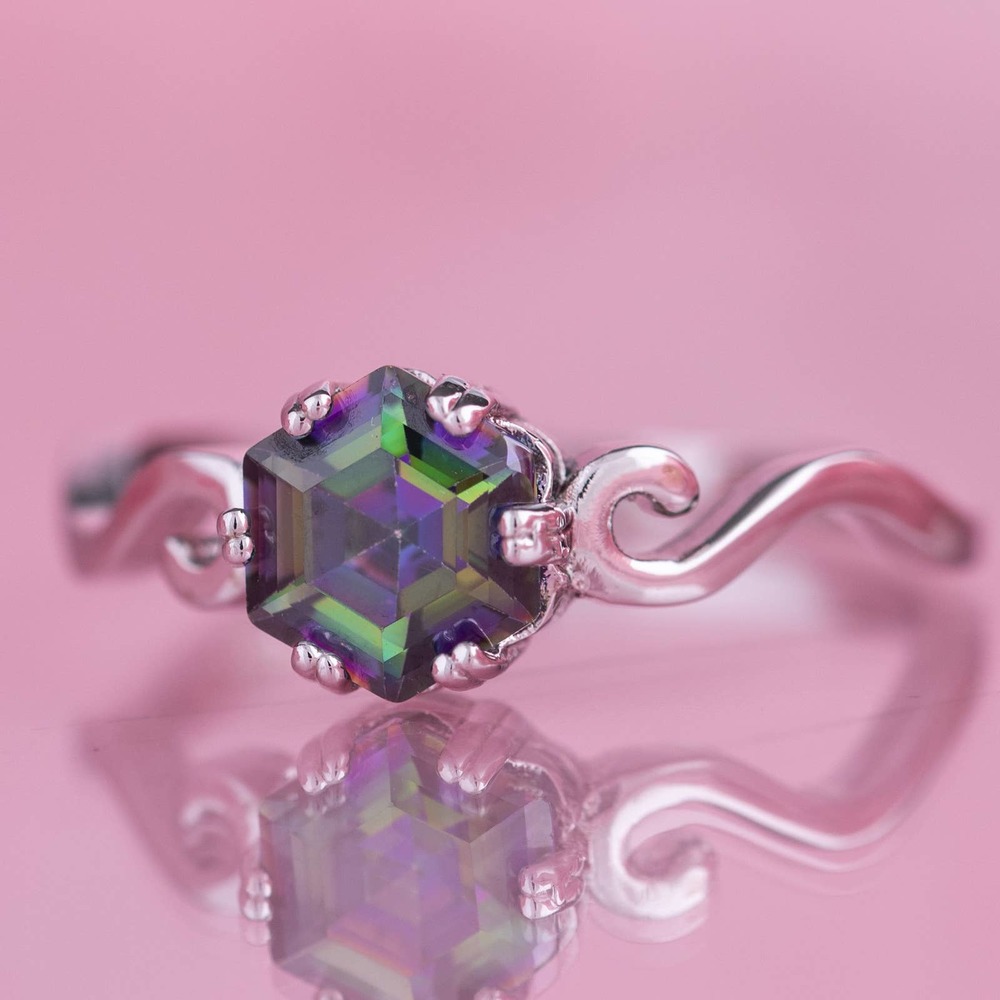 Classic Rainbow Fire Mystic Topaz  Ring